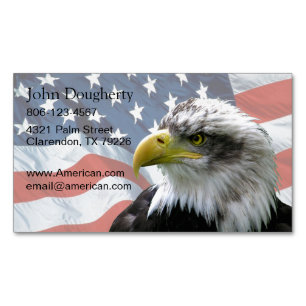 Bald Eagle American Flag Patriotic Magnetic Business Card