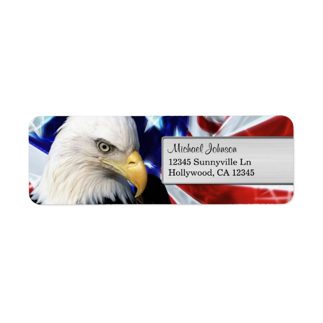 Bald Eagle American Flag Return Address Label (Front)