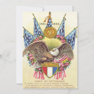 Bald Eagle American Flag Rose Invitation