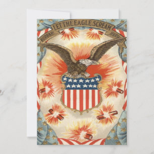 Bald Eagle American Flag Shield Fireworks Invitation