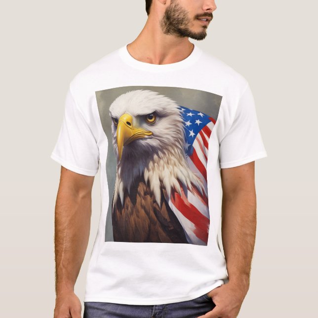 Bald Eagle American Flag T-Shirt (Front)
