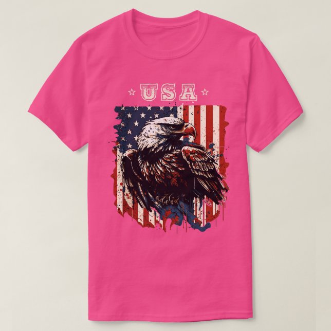 Bald Eagle American Flag T-Shirt (Design Front)