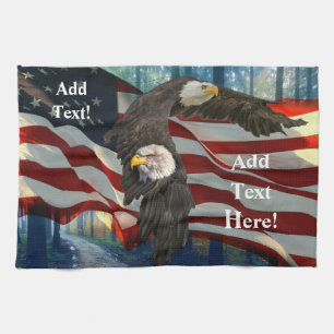 Bald Eagle American Flag Tea Towel