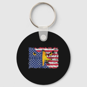 Bald Eagle American Flag USA 4th Of July Key Ring