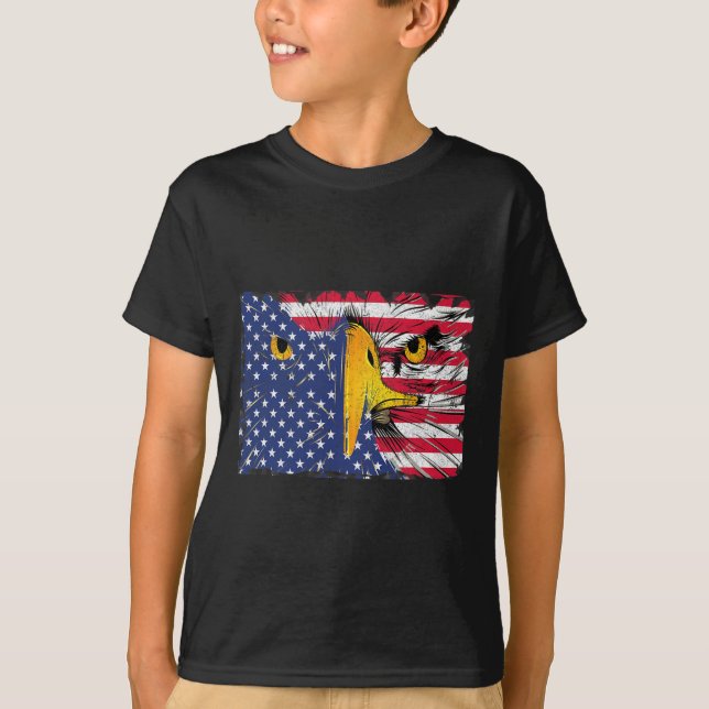Bald Eagle American Flag USA 4th Of July  T-Shirt (Front)