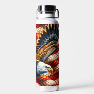 Bald Eagle American Flag Water Bottle
