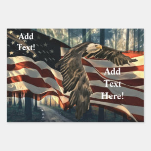 Bald Eagle American Flag Wrapping Paper Sheet