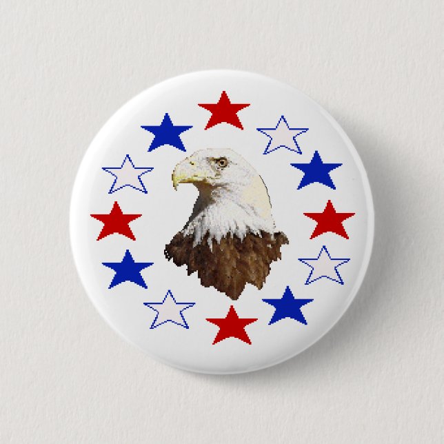Bald Eagle American Star 6 Cm Round Badge (Front)
