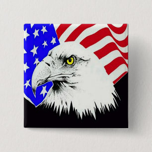 Bald Eagle and American Flag 15 Cm Square Badge