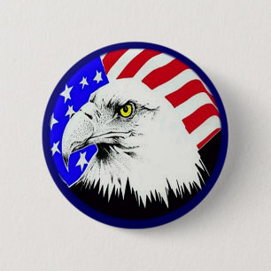 Bald Eagle and American Flag 6 Cm Round Badge