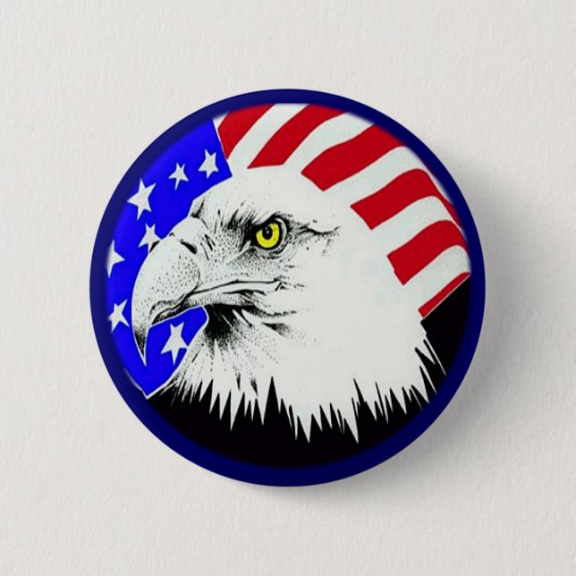 Bald Eagle and American Flag 6 Cm Round Badge (Front)