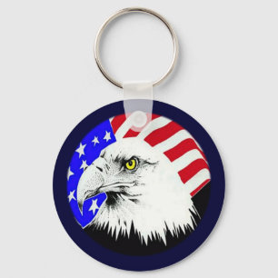 Bald Eagle and American Flag Key Ring