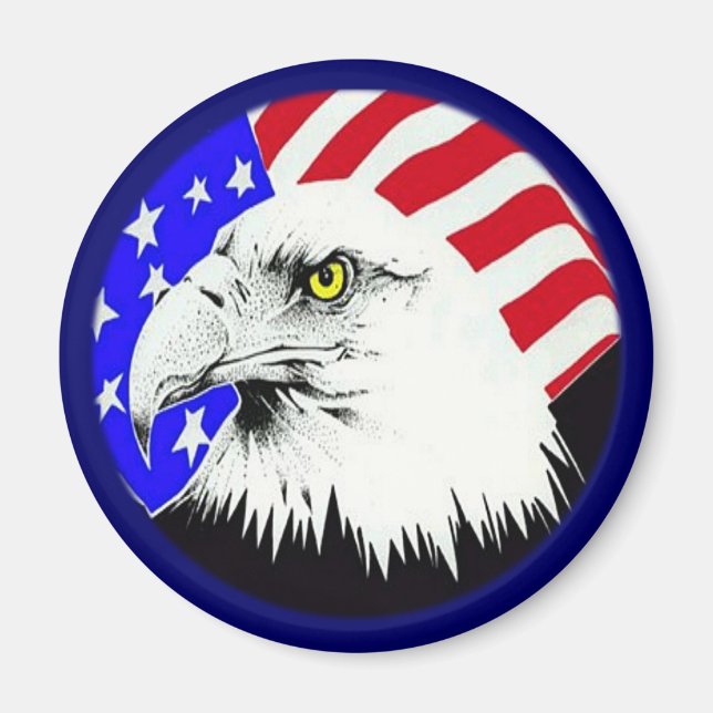 Bald Eagle and American Flag Magnet (Front)