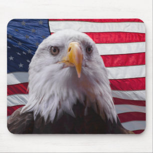 Bald eagle and American Flag Mouse Mat