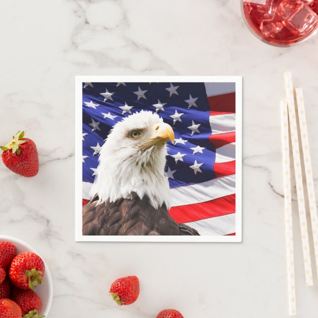 Bald Eagle and American Flag Napkin (Insitu)