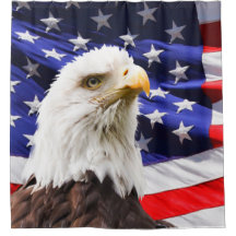 Bald Eagle and American Flag Shower Curtain