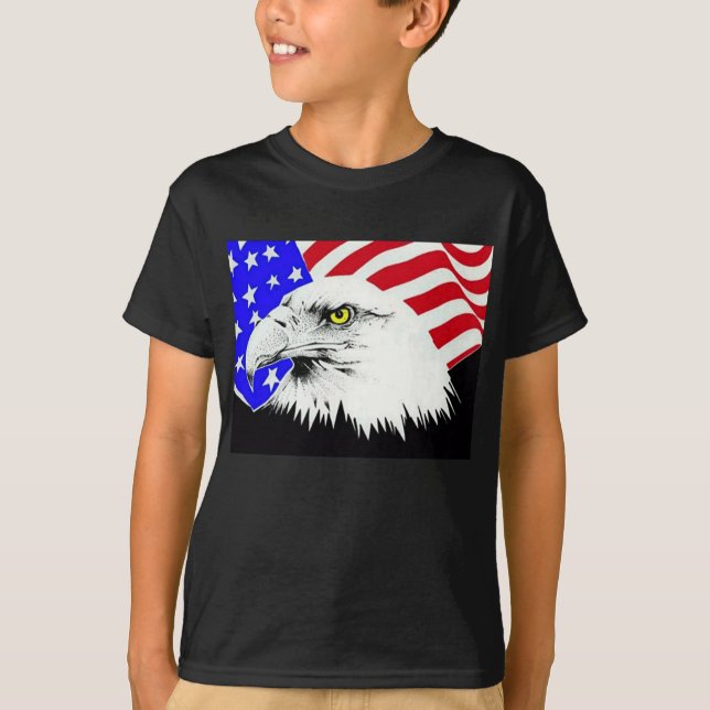 Bald Eagle and American Flag T-Shirt (Front)