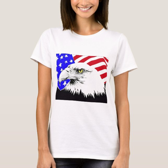 Bald Eagle and American Flag T-Shirt (Front)