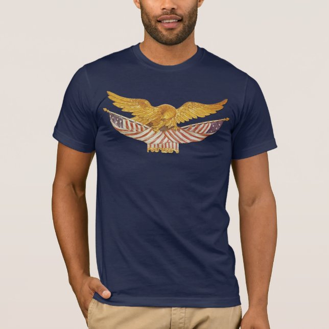 Bald Eagle and American Flags T-Shirt (Front)