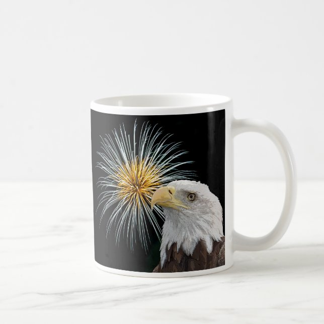 Bald Eagle and Fireworks Coffee Mug (Right)