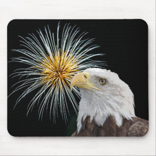Bald Eagle and Fireworks Mouse Mat