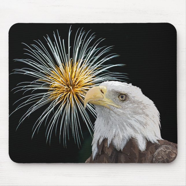 Bald Eagle and Fireworks Mouse Mat (Front)