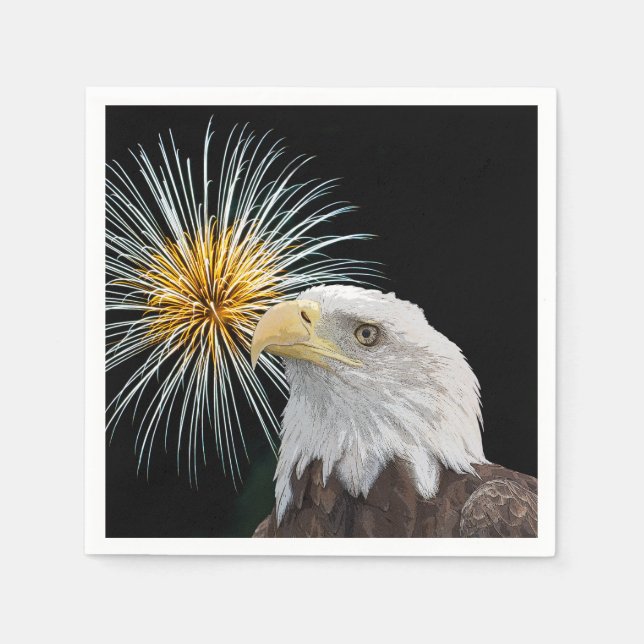 Bald Eagle and Fireworks Napkin (Front)