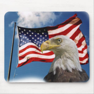 bald eagle and flag mouse mat