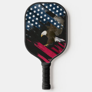 Bald Eagle and Flag Pickleball Paddle