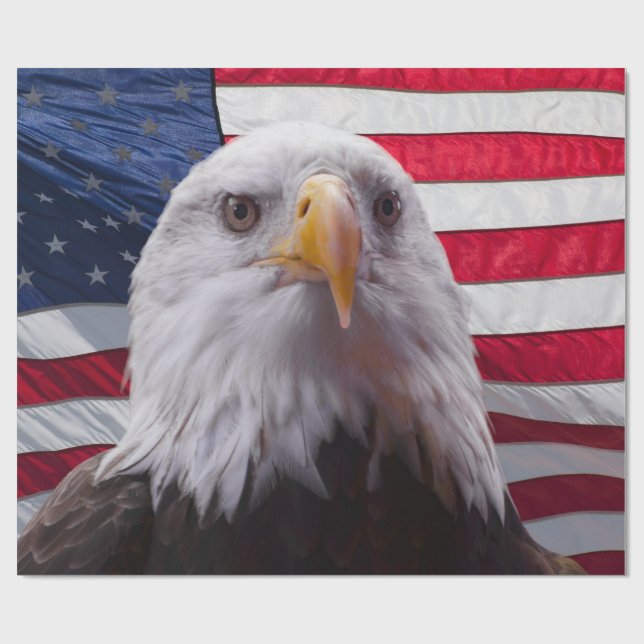 Bald eagle and Flag Wrapping Paper (Flat)