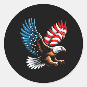 Bald Eagle And Patriotic American Flag 4th Of July Classic Round Sticker