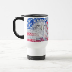 Bald Eagle and the American Flag Travel Mug