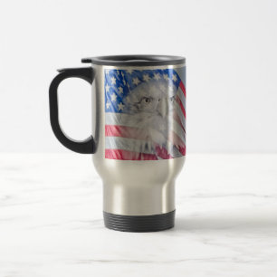 Bald Eagle and the American Flag Travel Mug