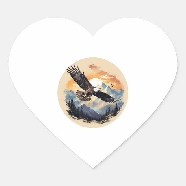 Bald Eagle as America's Symbol Heart Sticker (Front)