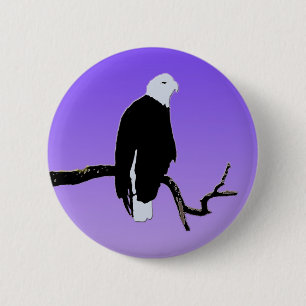 Bald Eagle at Sunset - Original Wildlife Art 6 Cm Round Badge