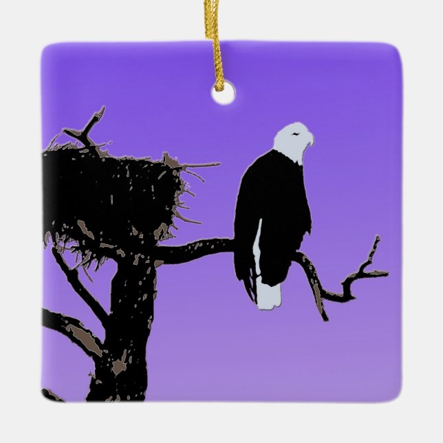 Bald Eagle at Sunset  - Original Wildlife Art Ceramic Ornament (Front)