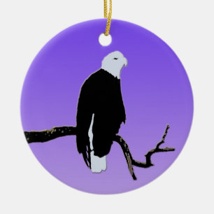 Bald Eagle at Sunset - Original Wildlife Art Ceramic Tree Decoration