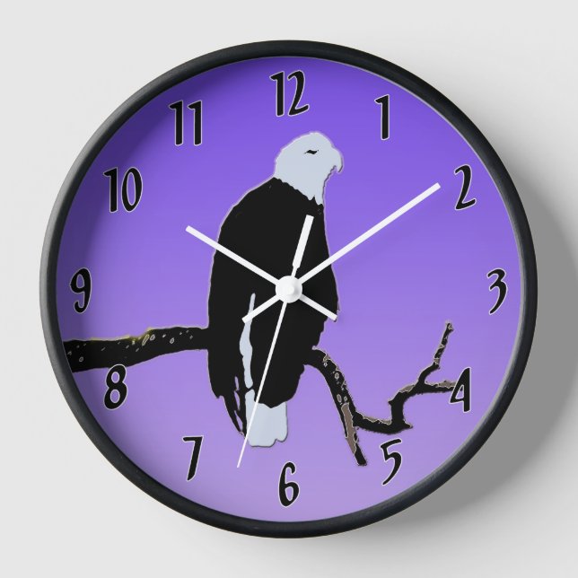 Bald Eagle at Sunset  - Original Wildlife Art Clock (Front)