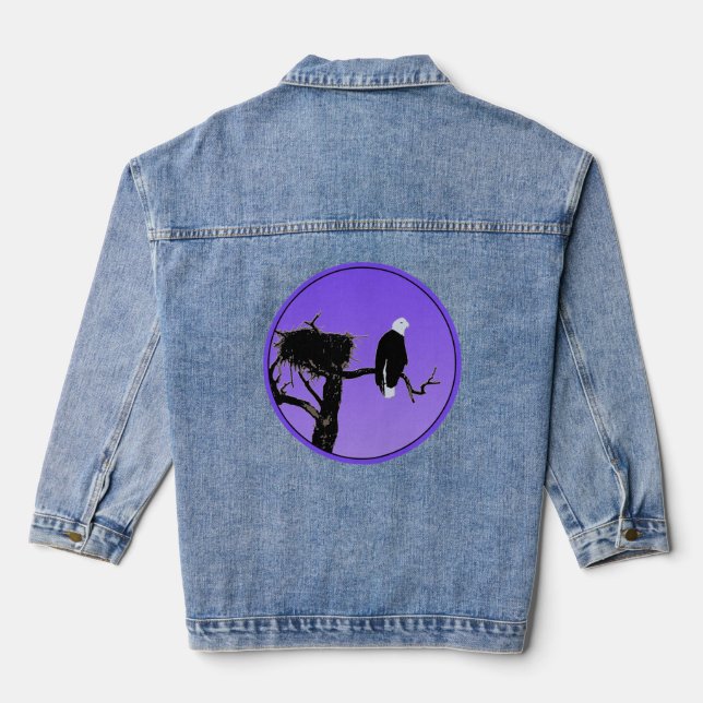 Bald Eagle at Sunset  - Original Wildlife Art Denim Jacket (Back)