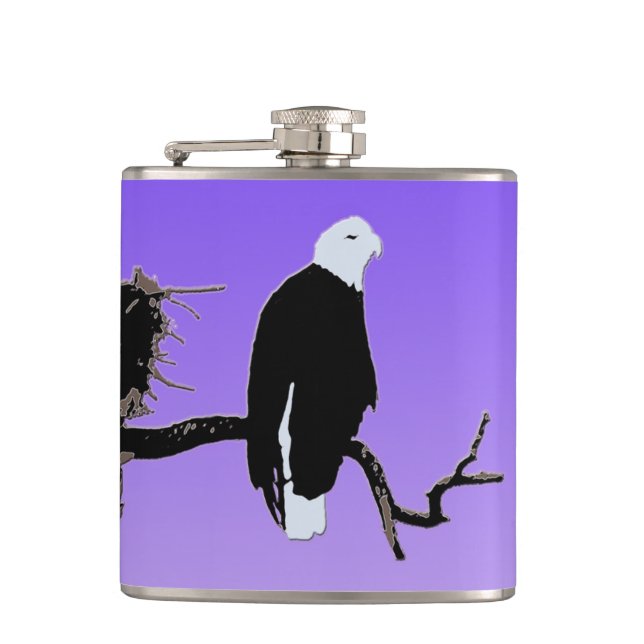 Bald Eagle at Sunset  - Original Wildlife Art Hip Flask (Front)