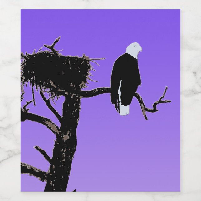 Bald Eagle at Sunset  - Original Wildlife Art Wine Label (Single Label)