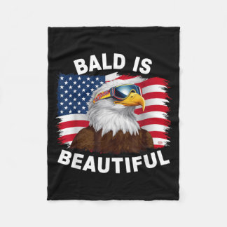 Bald Eagle Bald Is Beautiful 4th of July Fleece Blanket