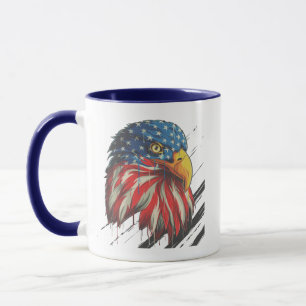Bald Eagle Bird USA Flag Crying Patriotic   Mug