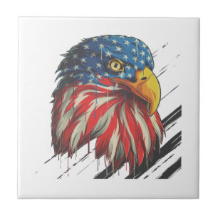 Bald Eagle Bird USA Flag Crying Patriotic  Tile