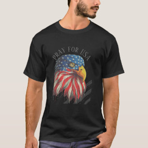 Bald Eagle Bird USA Flag Crying Pray for USA  T-Shirt