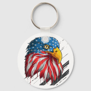 Bald Eagle Bird USA Flag Crying Symbol Key Ring