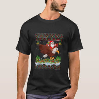 Bald Eagle Bird Xmas Ugly Santa Riding Bald Eagle  T-Shirt