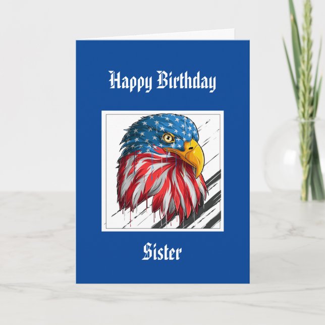 Bald Eagle Birthday Special Sister Military  Card (Front)