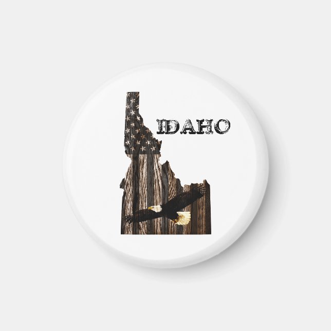 BALD EAGLE BURNT WOOD - IDAHO PATRIOT BLK MAGNET (Front)