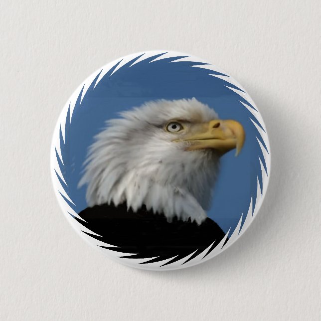BALD EAGLE-BUTTON 6 CM ROUND BADGE (Front)